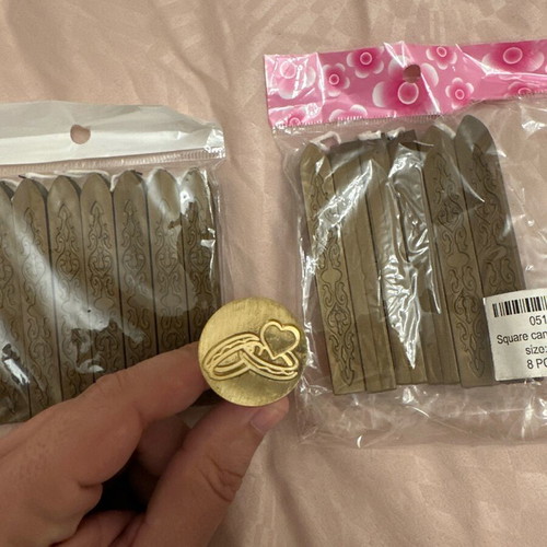Wax seal like new with rings and heart, 14 candles