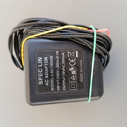 Spec Lin AC adapter L4D 180050 18VAC 0.5A power supply