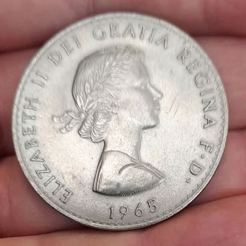 5 Shillings 1965 like new, Winston Churchill commemorative coin
