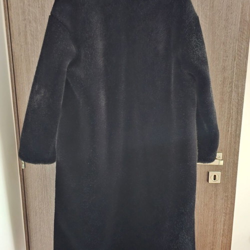 Zara long black eco fur coat like new, size S
