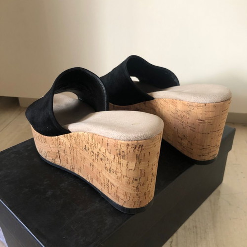 Kalogirou mules black suede used, size 36