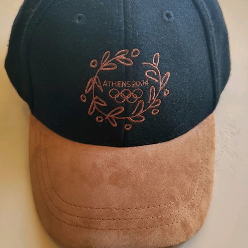 Athens 2004 Original Hat like new, brown suede fabric size XL