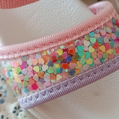 Children's summer sandals new, pastel colors with glitter detail