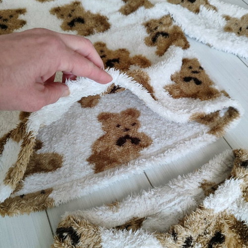 Warm fleece set for girls No.6/8 like new, beige with teddy bears