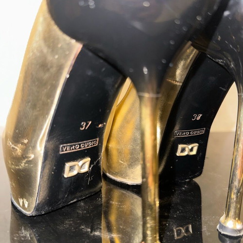 Dukas pumps used, gold-black, size 37, stiletto heel