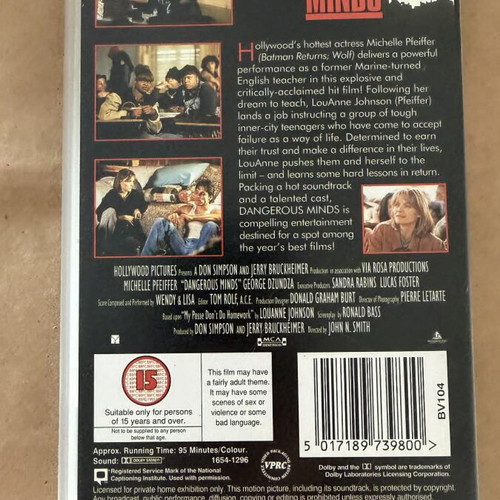 Dangerous Minds videocassette like new
