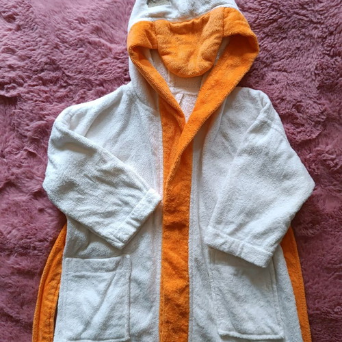 Baby bathrobe used with duck design for 12-18 months, 100% cotton