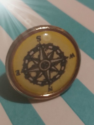 Pin with four cardinal points design