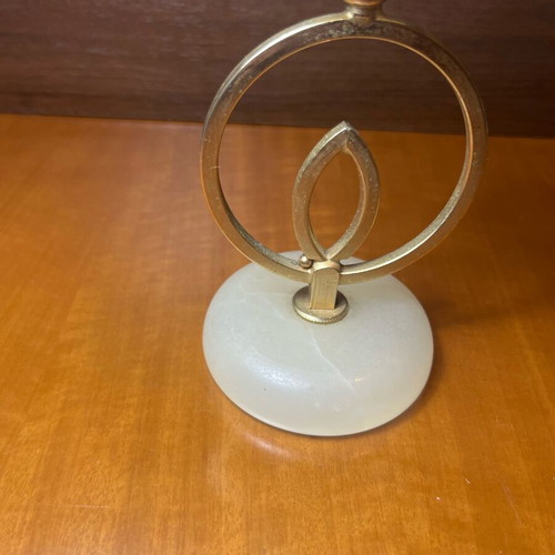 Vintage Alabaster Candlestick with Brass Ankh Symbol like new