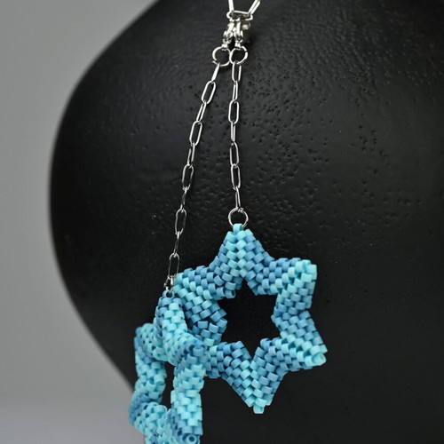 Necklace Two Stars in Blue made to order