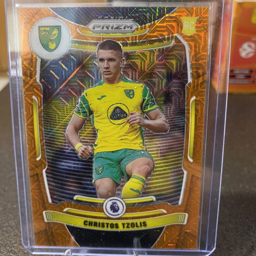 Christos Tzolis RC Prizm Orange Mojo Rookie Card Norwich City 2021-22