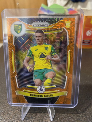 Christos Tzolis RC Prizm Orange Mojo Rookie Card Norwich City 2021-22