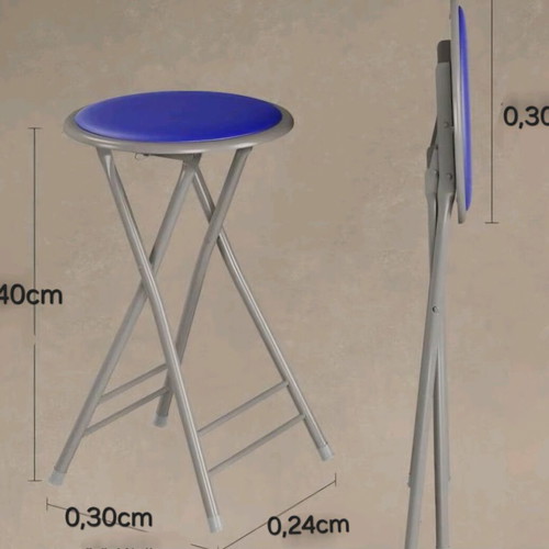 Stools like new, set of 2, royal blue with silver metal frame