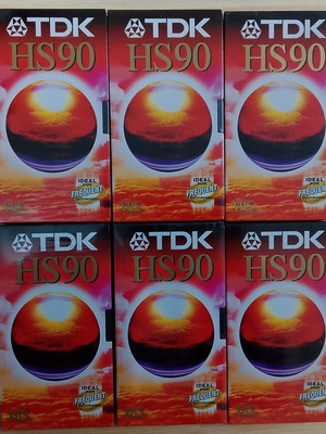 TDK VHS HS90 video cassettes new, pack of 6