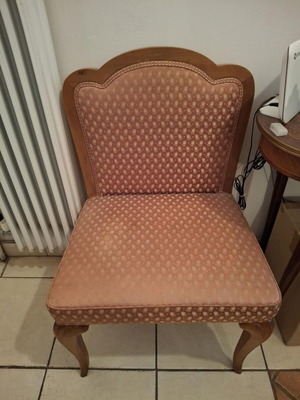 Rococo Revival Chairs pair like new, damask salmon gold carved wood