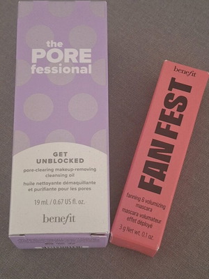Benefit Cosmetics mini size cleansing oil and Fan Fest mascara new