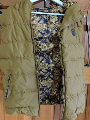 Megastore Mustard Yellow Puffer Vest used with Baroque Print Lining
