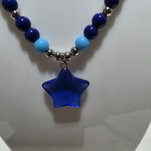 Handmade blue summer necklace and earrings set new