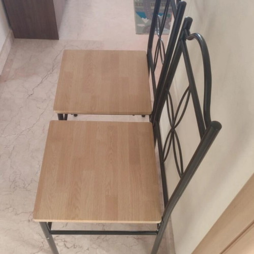 Set of 2 metal chairs with wooden seat new
