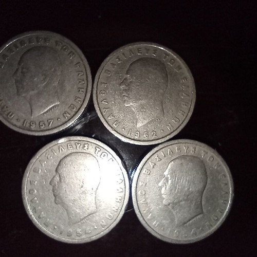 2 drachma coins 1952, 1957, 1954 like new