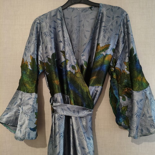 Malen Rouge Amalia maxi satin kimono dress new, multicolor