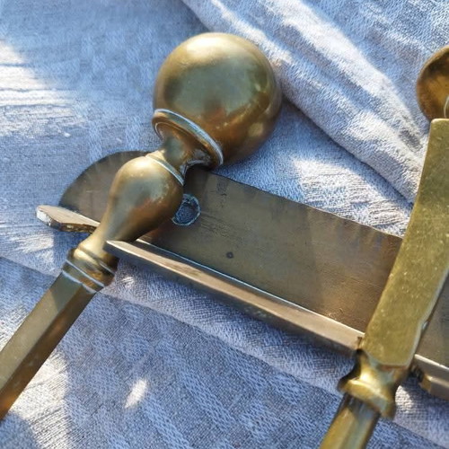 Antique Victorian Style Solid Brass Fireplace Set used