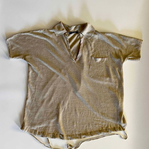 Stefanel blouse with open back, like new, size M beige
