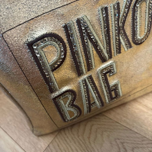 Pinko Doublefaced Shoulder Bag like new, beige and gold