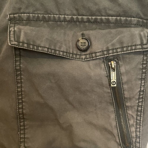 Solid men's parka jacket used, khaki, size Large