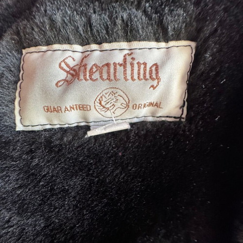 Shearling Original Sheepskin Women's Leather Coat Like New, Black and Grey
