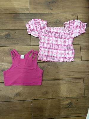 Zara girls' blouse set size 12-14, like new, pink and fuchsia