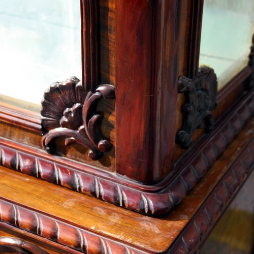 Display cabinet used solid carved wood with lion feet