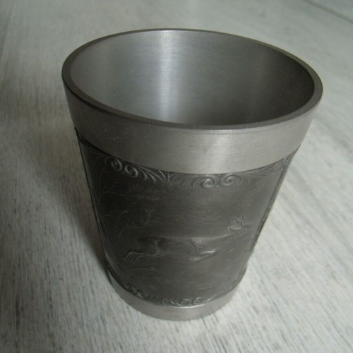 Old metal pewter cup zinn used with embossed ornaments