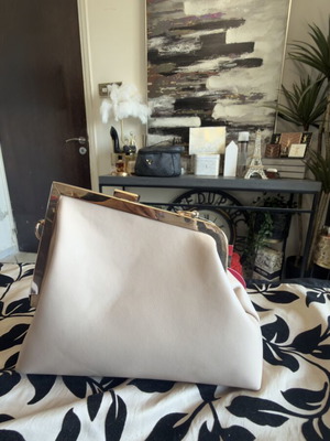 Beige handheld bag with gold details new