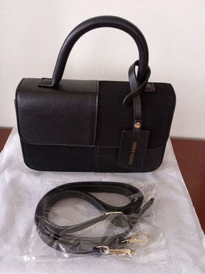Black Women's Crossbody Bag new, synthetic leather and suede