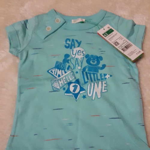 Benetton baby t-shirt new, turquoise, 62 cm
