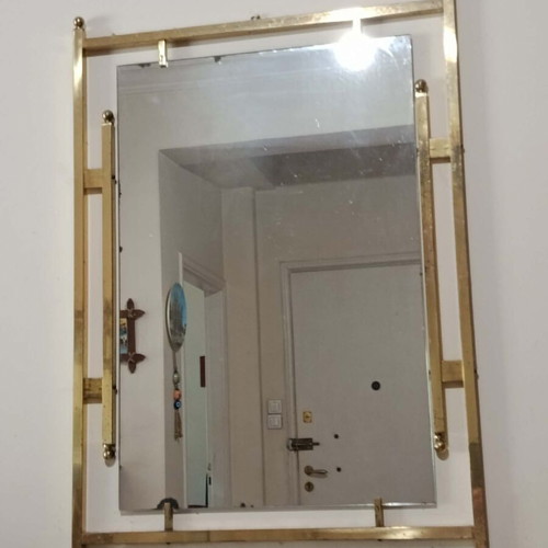Brass mirror and console vintage, like new with glass parts