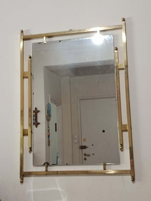 Brass mirror and console vintage, like new with glass parts