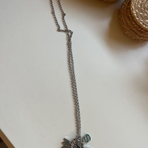 Marc Jacobs silver necklace with blue letters