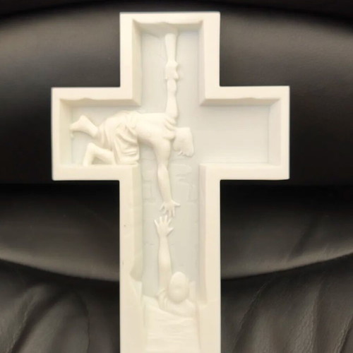 The Savior cross new with embossed artistic depiction of Jesus