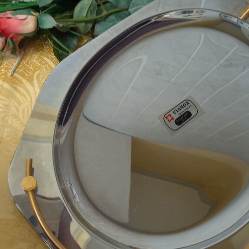 Vianox serving tray with 24K gold handles like new