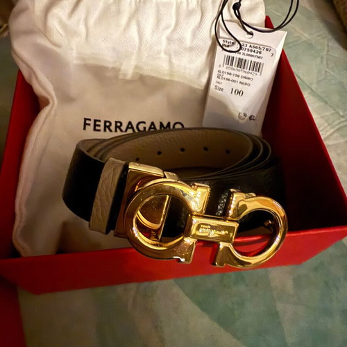 Salvatore Ferragamo double black and beige belt, new, size 100