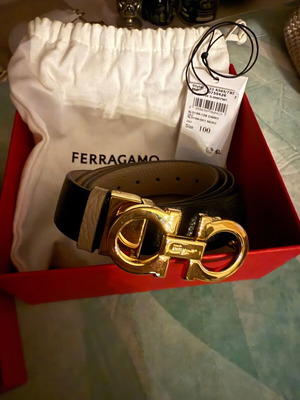 Salvatore Ferragamo double black and beige belt, new, size 100