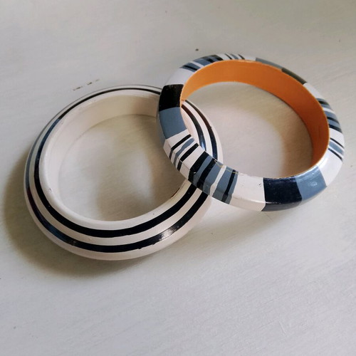 Toi&Moi wooden bracelets used, pack of 7, vintage