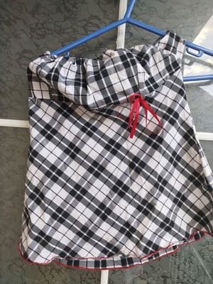 Retro blouse like new, checkered with red bow