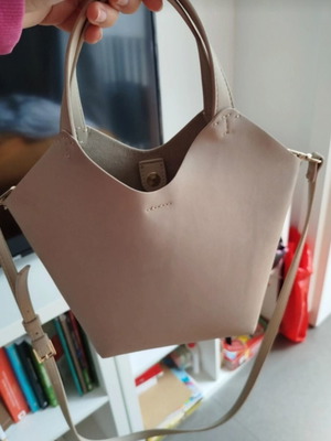 Zara shoulder and crossbody bag like new, gray and beige faux leather