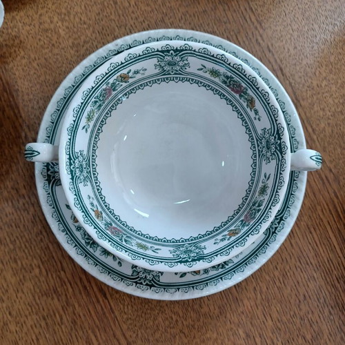 Porcelain serving set Wood & Sons Dorset used, 6 soup bowls with plates