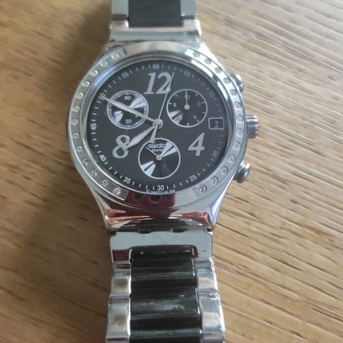 Swatch Irony Chrono Dreamnight wristwatch, black stainless steel
