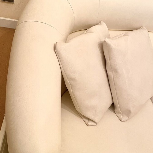 Vintage leather sofa white used, 270 cm length