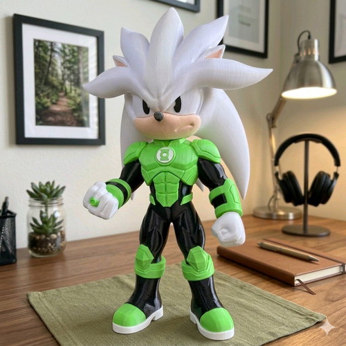 Silver the Hedgehog Green Lantern Edition figure like new